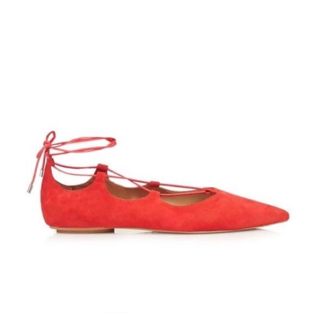 Top Shop Red Lace up Ballet Flats